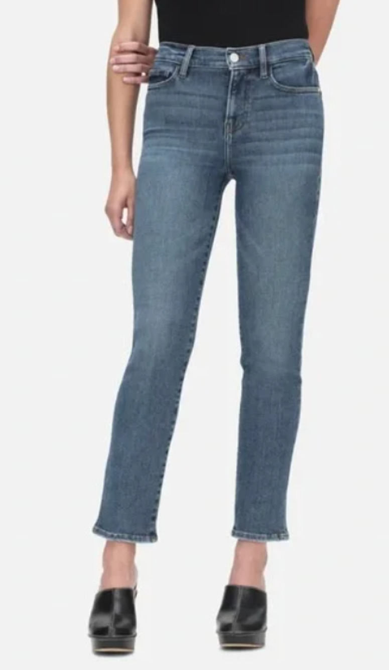 FRAME WOMENS 25 LE HIGH-RISE STRAIGHT FIT ANKLE JEANS DAPHNE BLUE DENIM NEW
